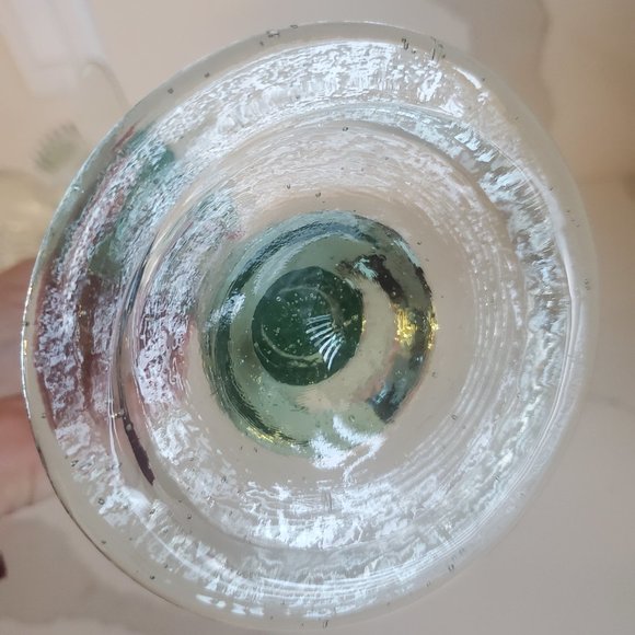 Gorgeous Tall Green Glass Candle Holder / Trinket Dish Handmade Recycled Glass - Picture 7 of 9